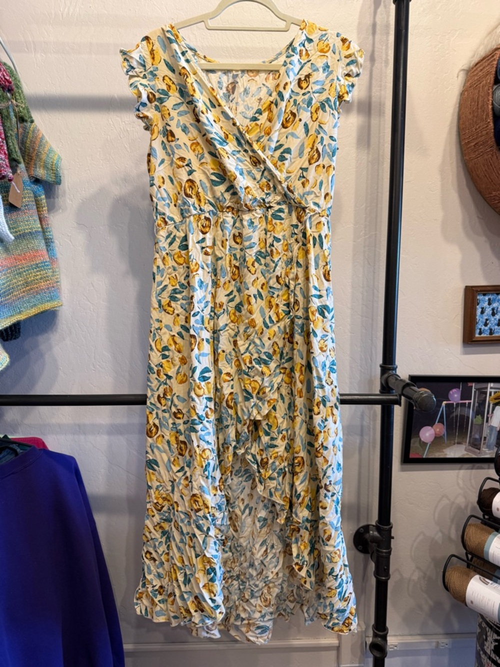 Rosebullet Yellow & Teal Floral Wrap Maxi Dress